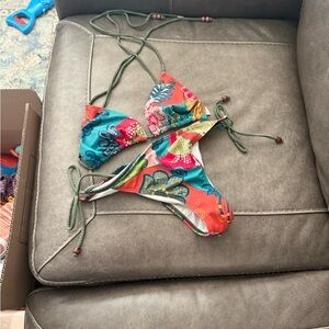 O’Neal Floral Bikini Set with Green Straps